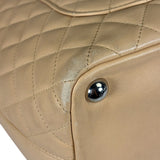 Chanel Beige Quilted Lambskin Linge Cambon Tote2005