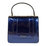 Bvlgari Shiny Blue Patent Leather Serpenti Forever Two-Way Bag