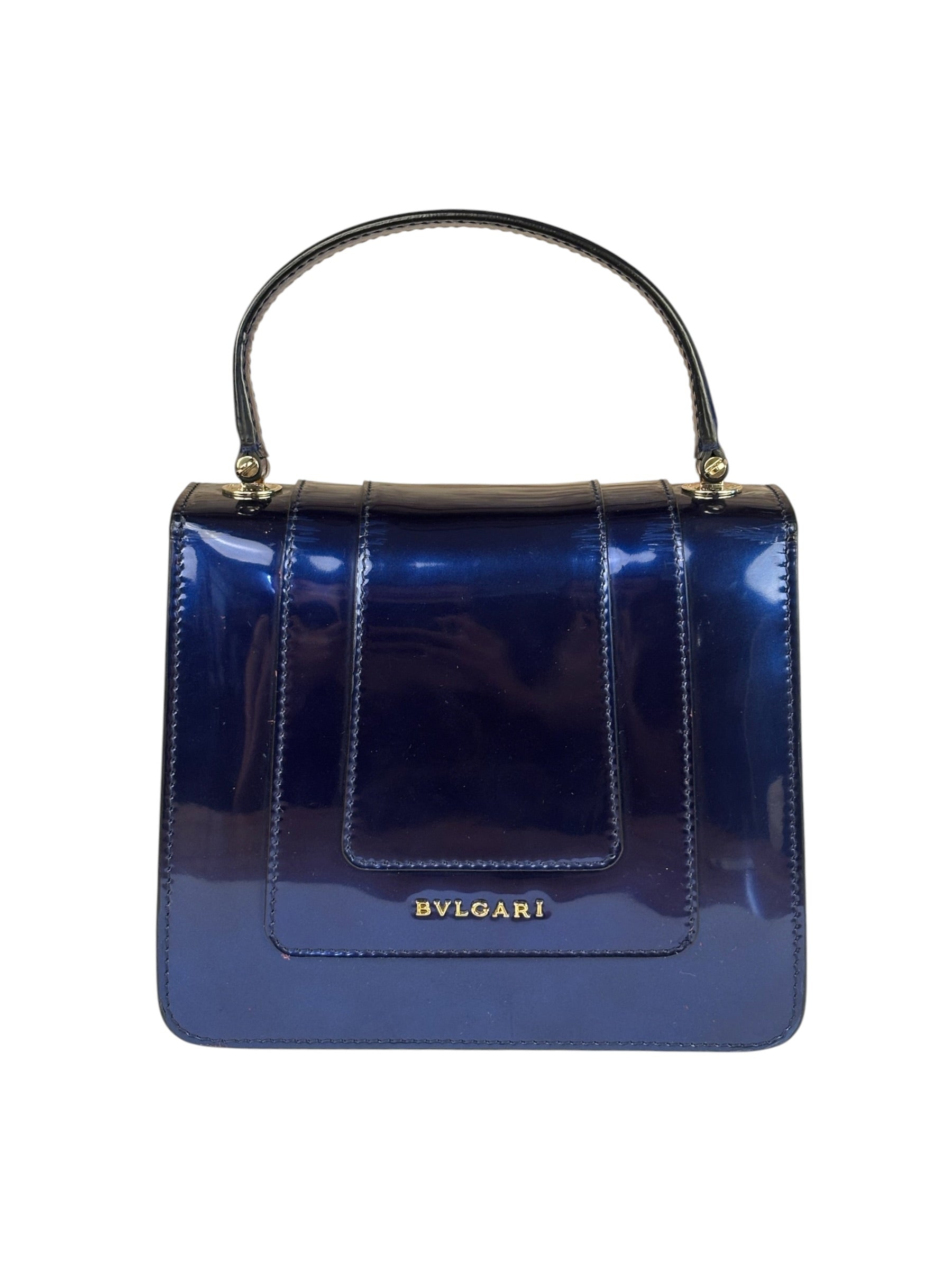 Bvlgari Shiny Blue Patent Leather Serpenti Forever Two-Way Bag
