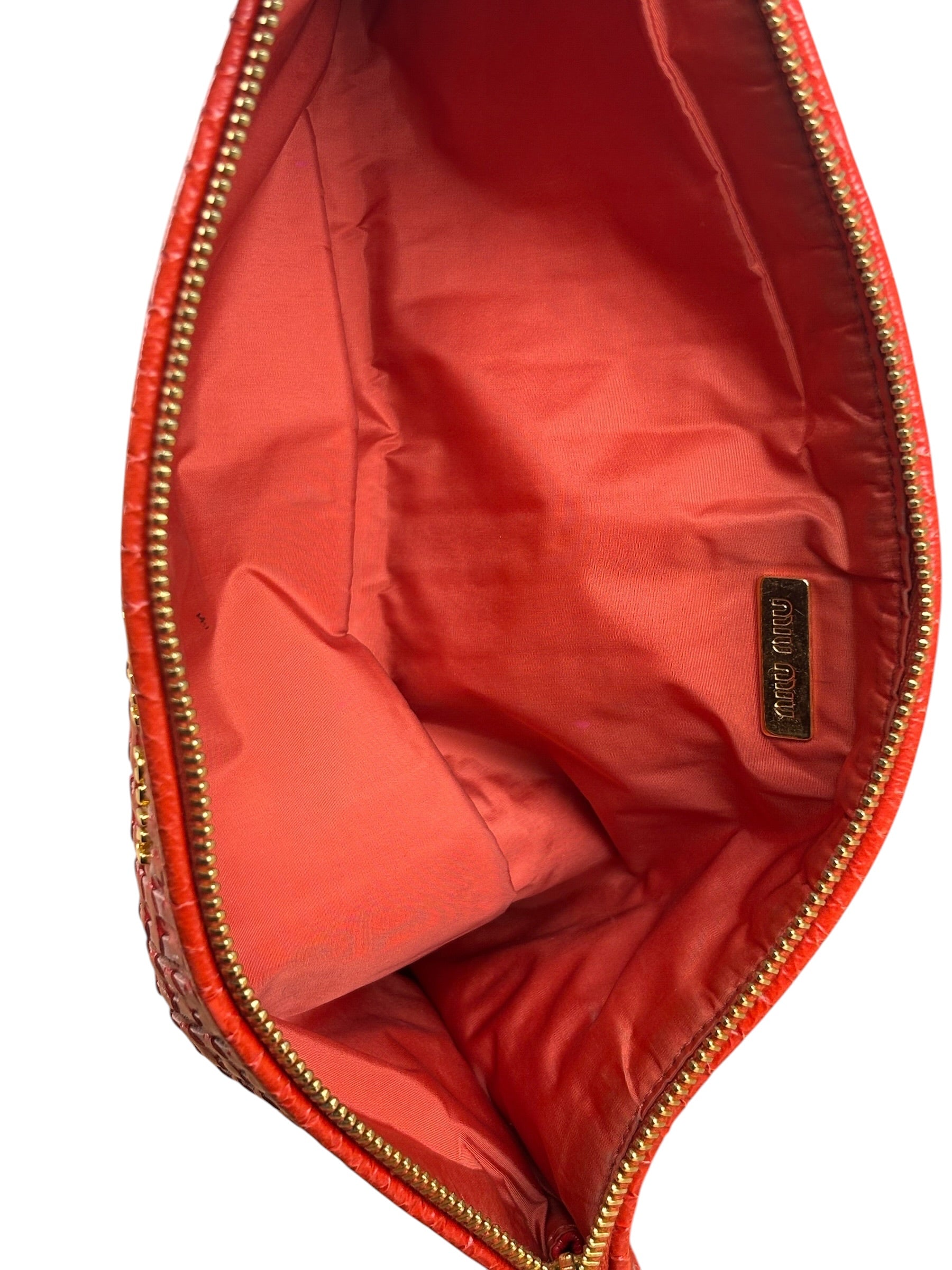 Miu Miu Bicolor Leather Striking Patterned Clutch