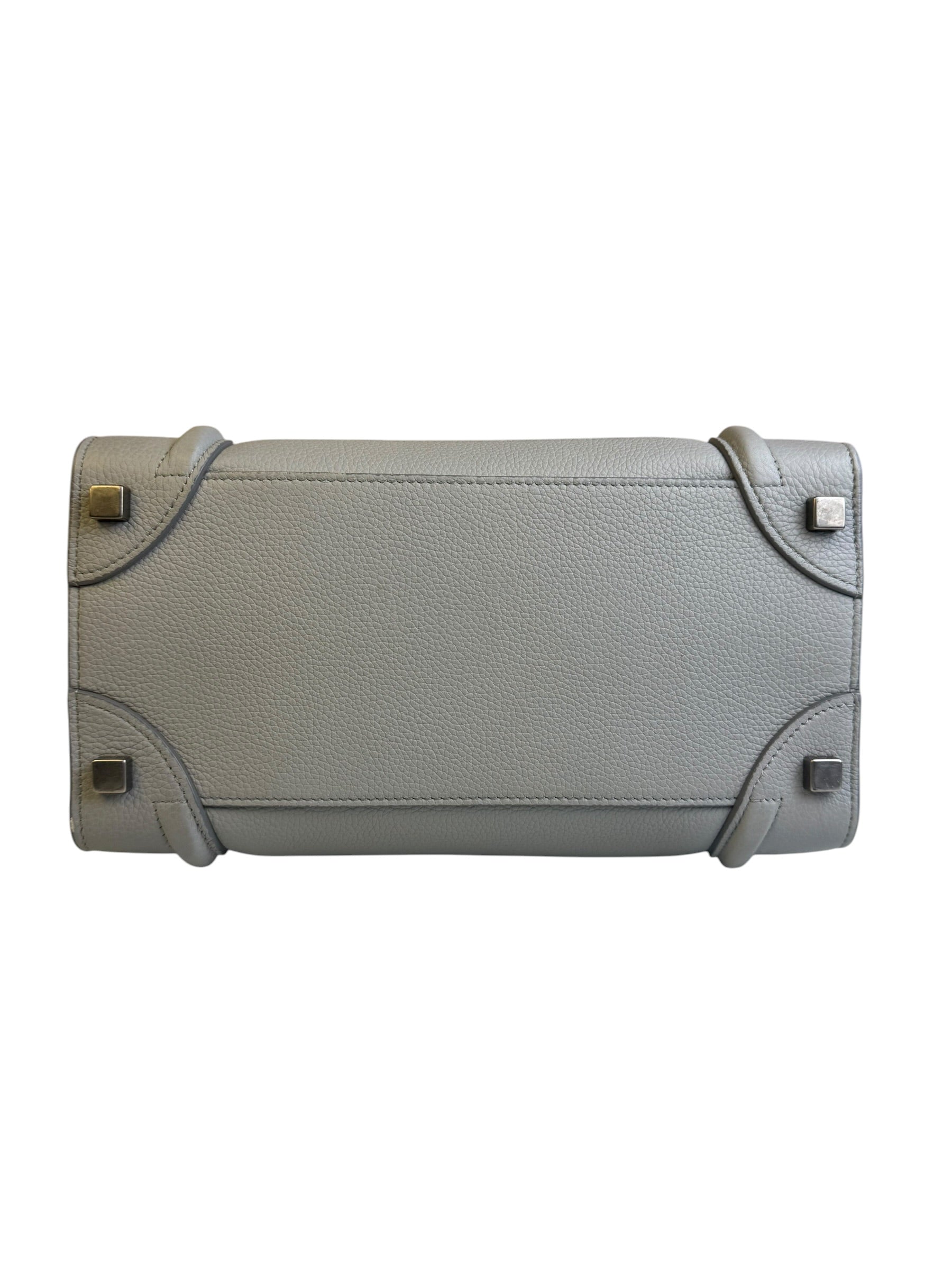 Celine Grey Pebbled Leather Luggage Micro Tote