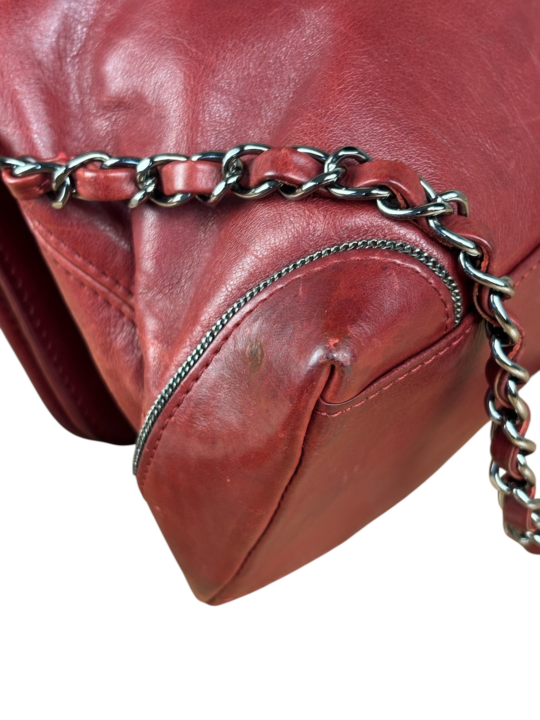 Chanel Red Quilted Leather Chain Shoulder Bag 2007