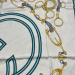 Gucci GG Logo Purple Horsebit Silk Scarf