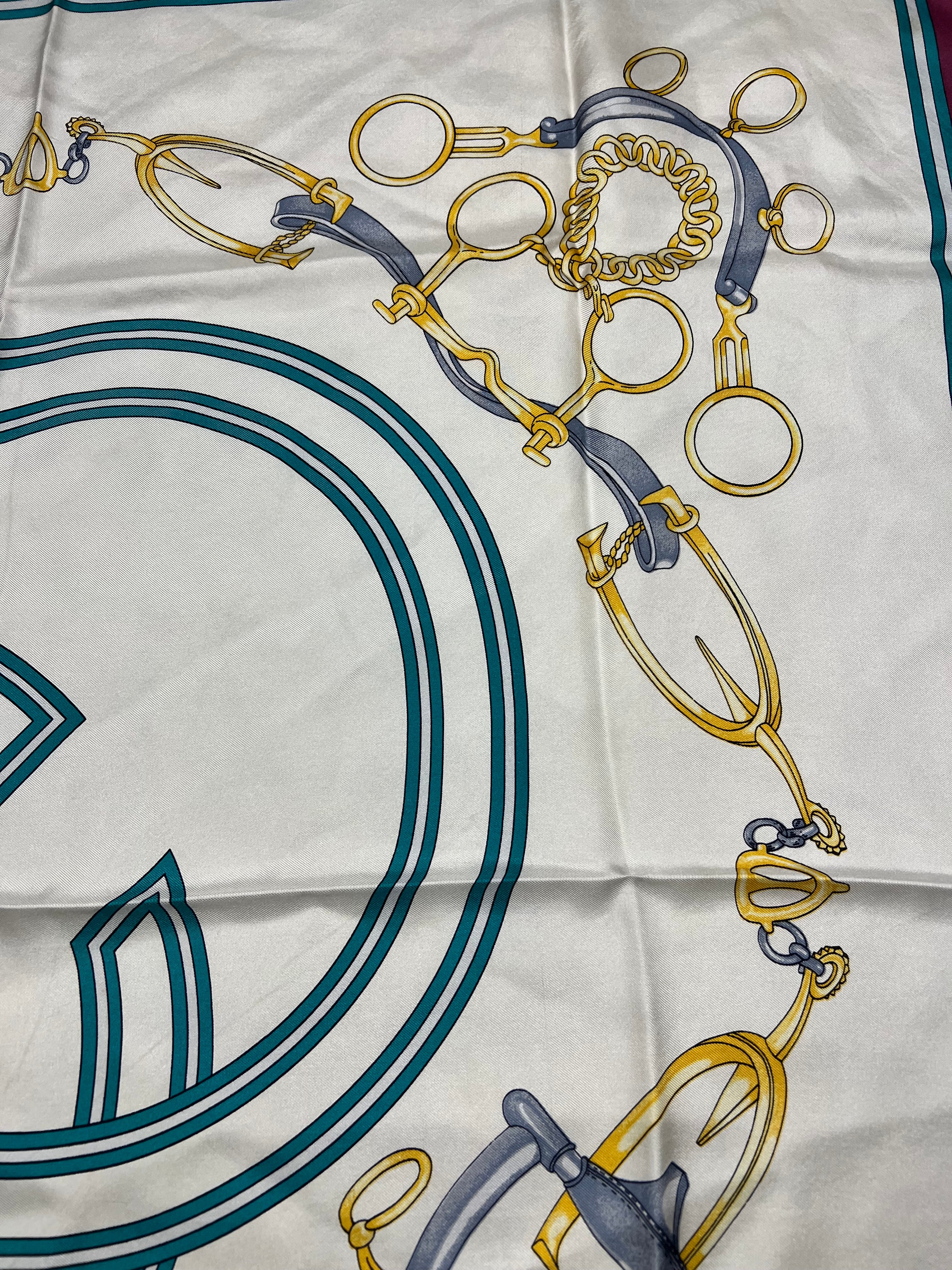 Gucci GG Logo Purple Horsebit Silk Scarf