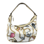 Gucci Vintage Printed Satin Silk Charmy Hobo Bag