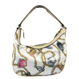 Gucci Vintage Printed Satin Silk Charmy Hobo Bag