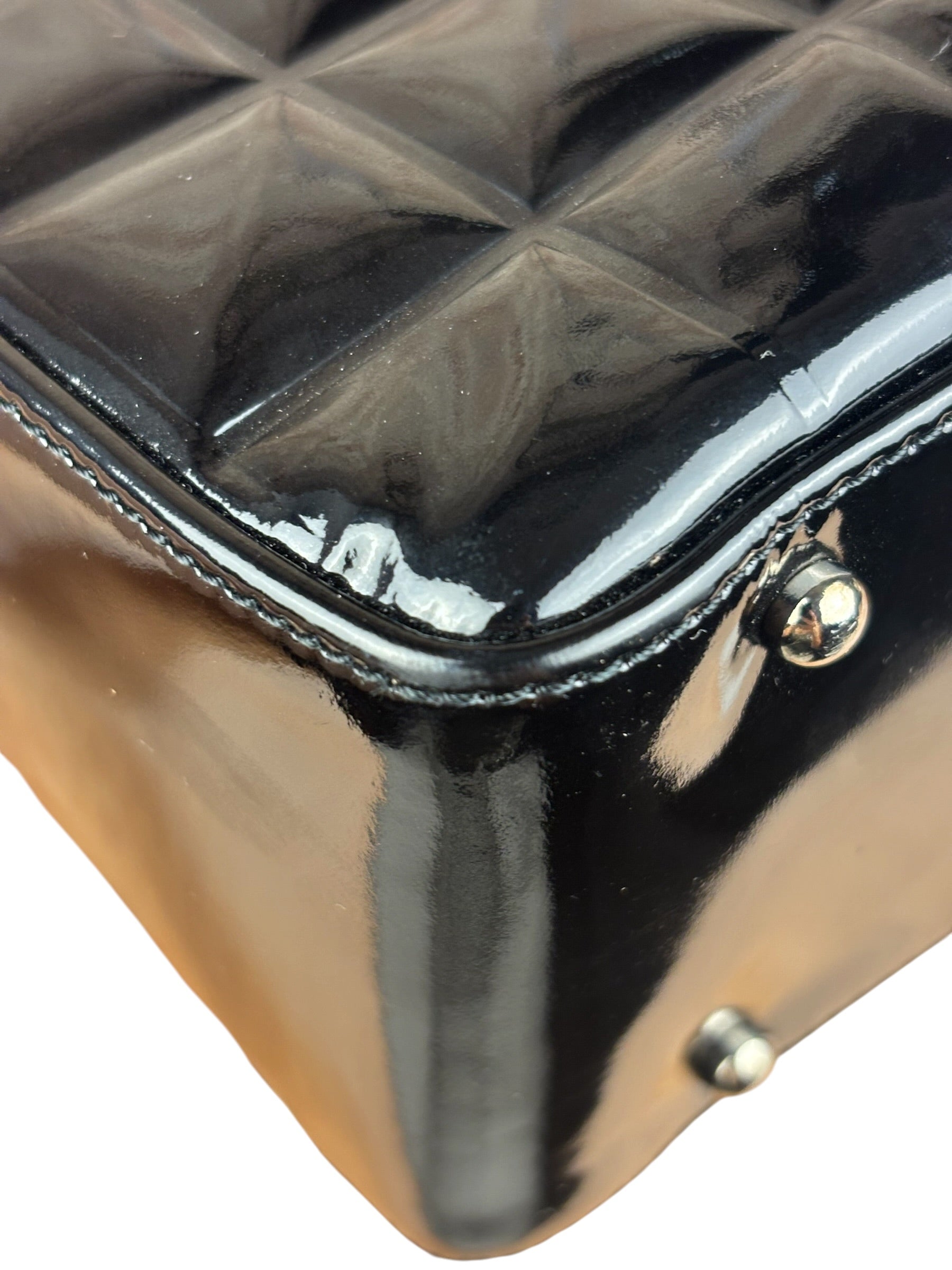 Chanel Black Patent Chocolate Bar Shoulder Tote 2002