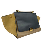 Celine Tri-Color Beige Leather/Suede Trapeze Medium Two-Way Bag