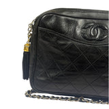 Chanel Vintage Black Quilted Lambskin Camera Bag 1986
