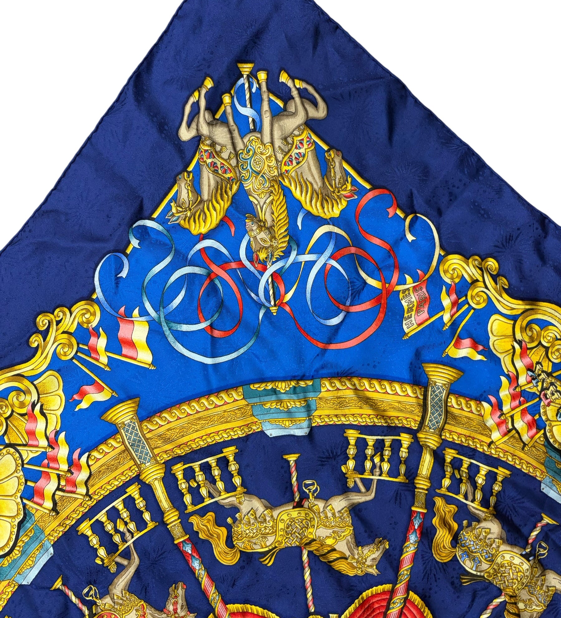 Hermes Navy Luna Park Silk Scarf