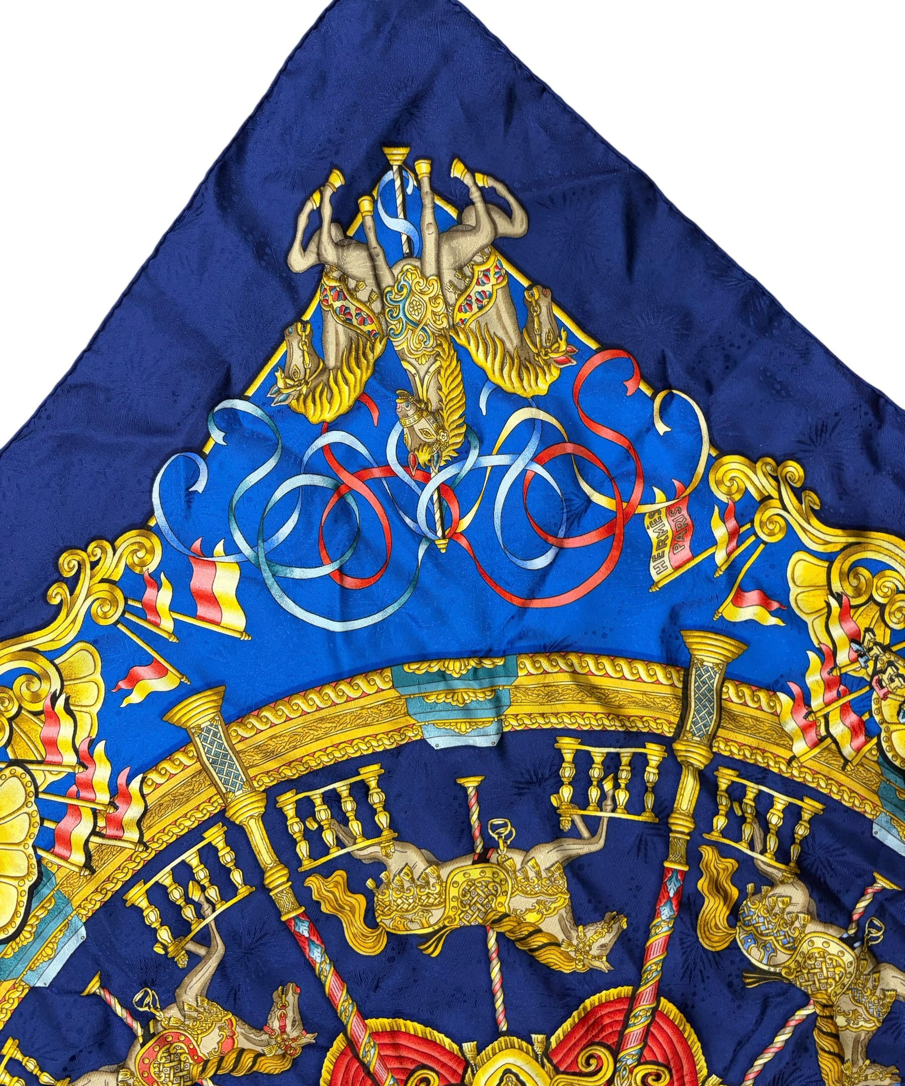 Hermes Navy Luna Park Silk Scarf