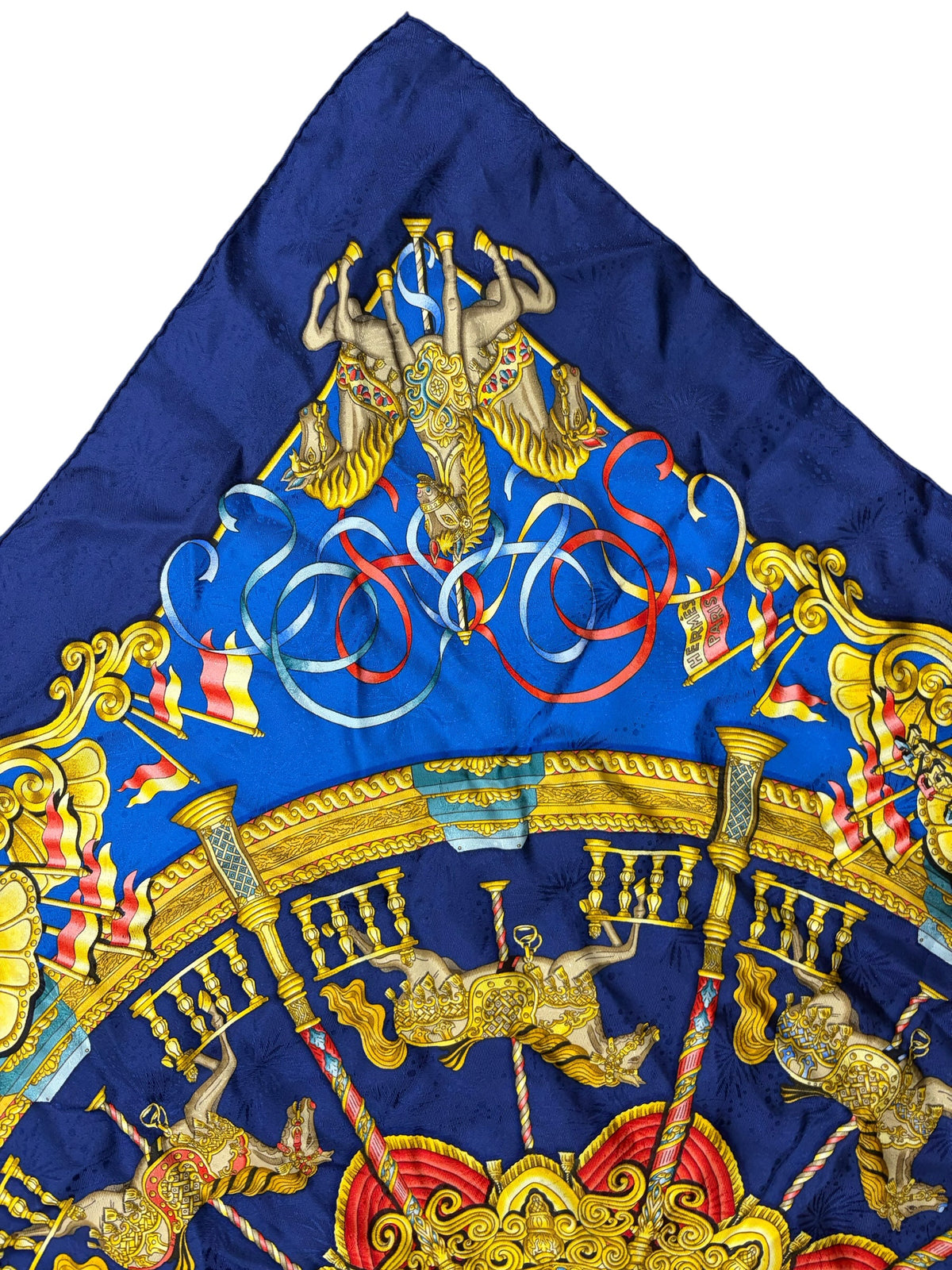 Hermes Navy Luna Park Silk Scarf