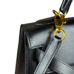 Hermes Kelly 32 Black Box Leather 1991