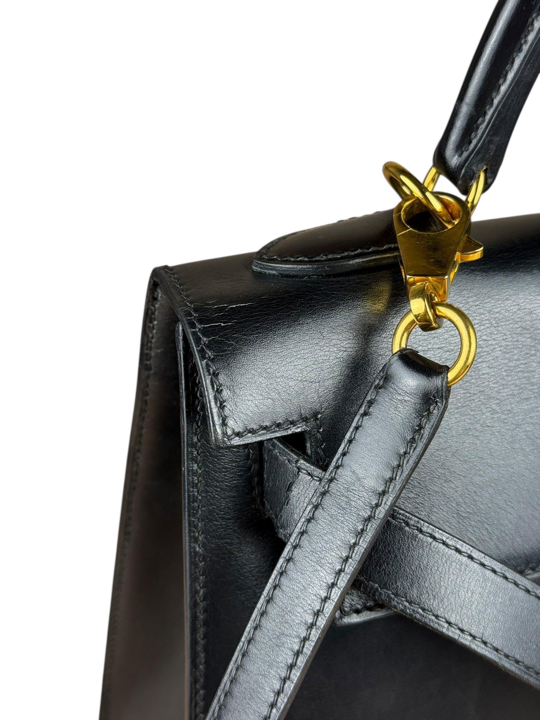 Hermes Kelly 32 Black Box Leather 1991