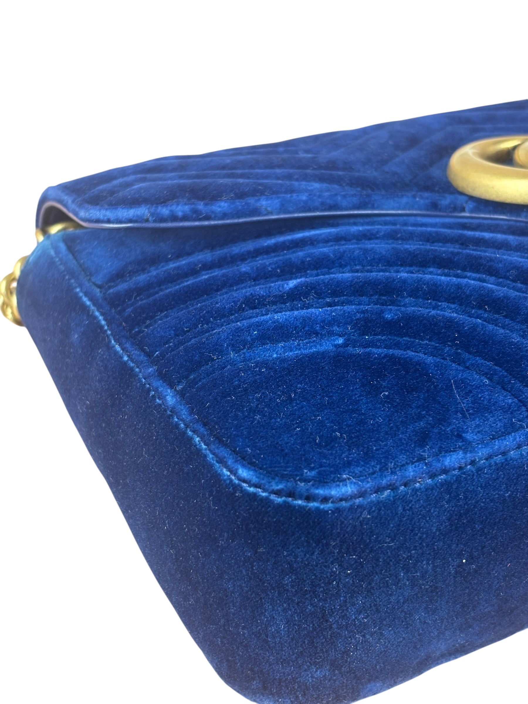 Gucci GG Blue Velvet Marmont Shoulder Bag