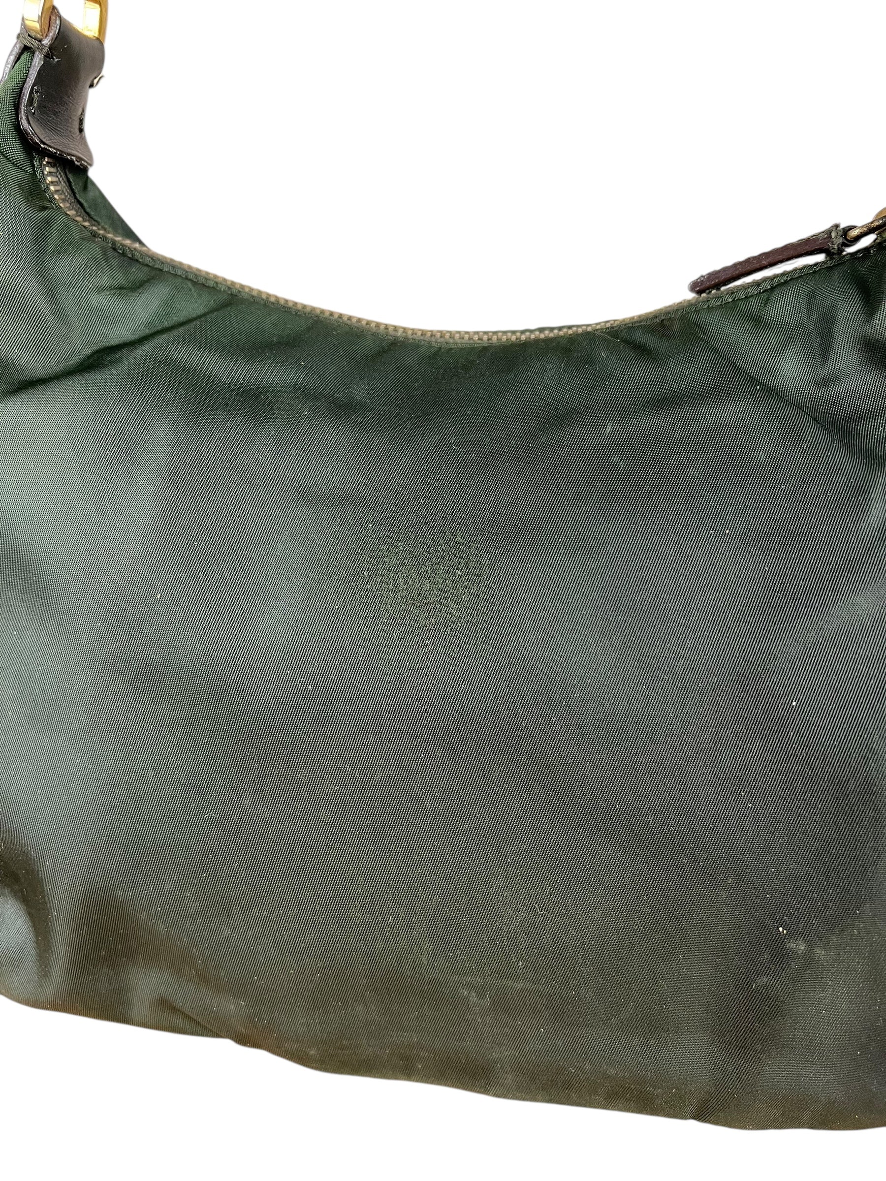 Prada Shoulder Bag Green Canvas Strap