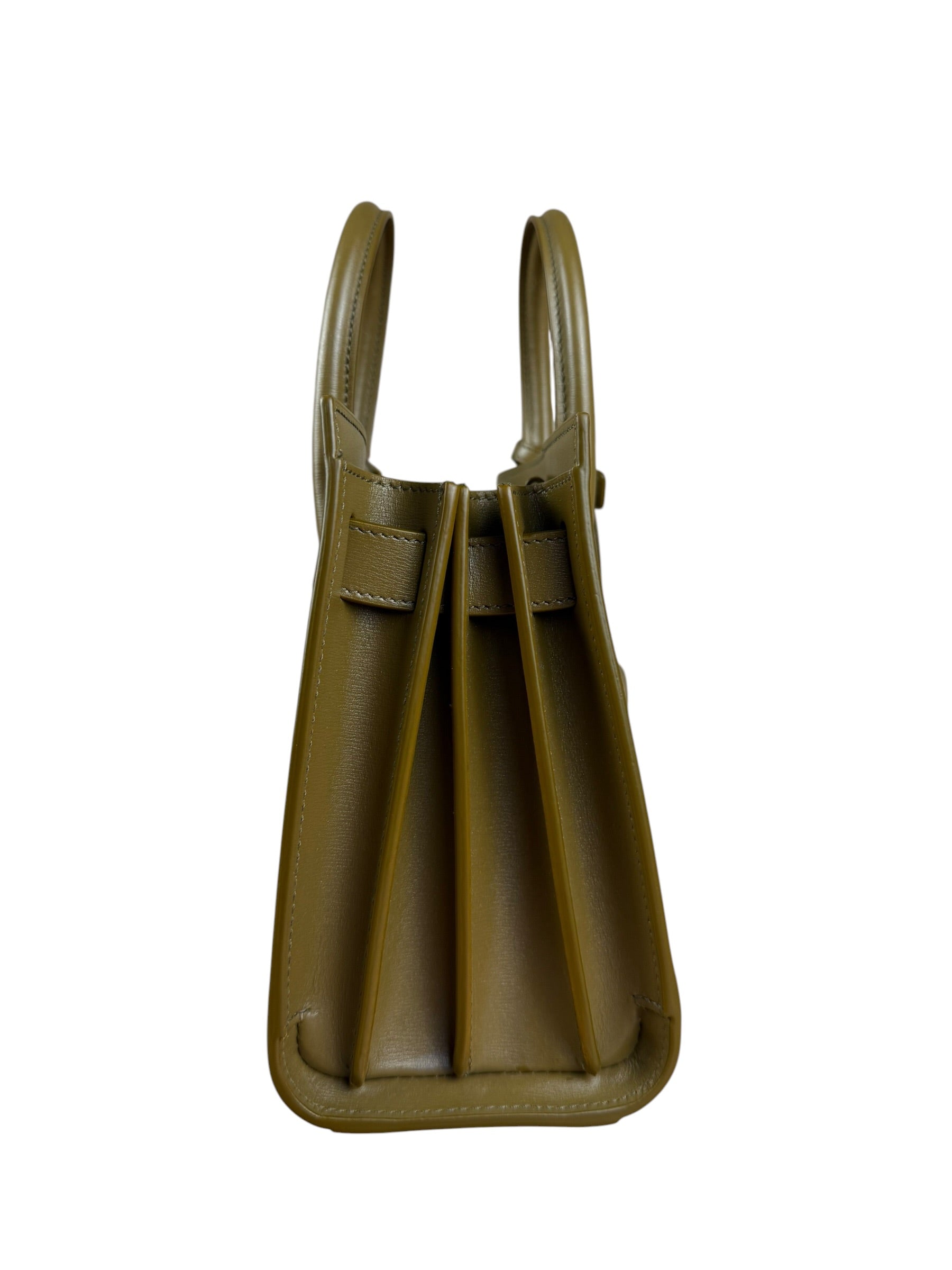 Saint Laurent Green Leather Nano Sac De Jour 2Way Tote