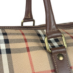 Burberry Beige/Brown Leather House Check Boston Bag