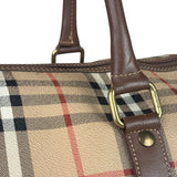 Burberry Beige/Brown Leather House Check Boston Bag