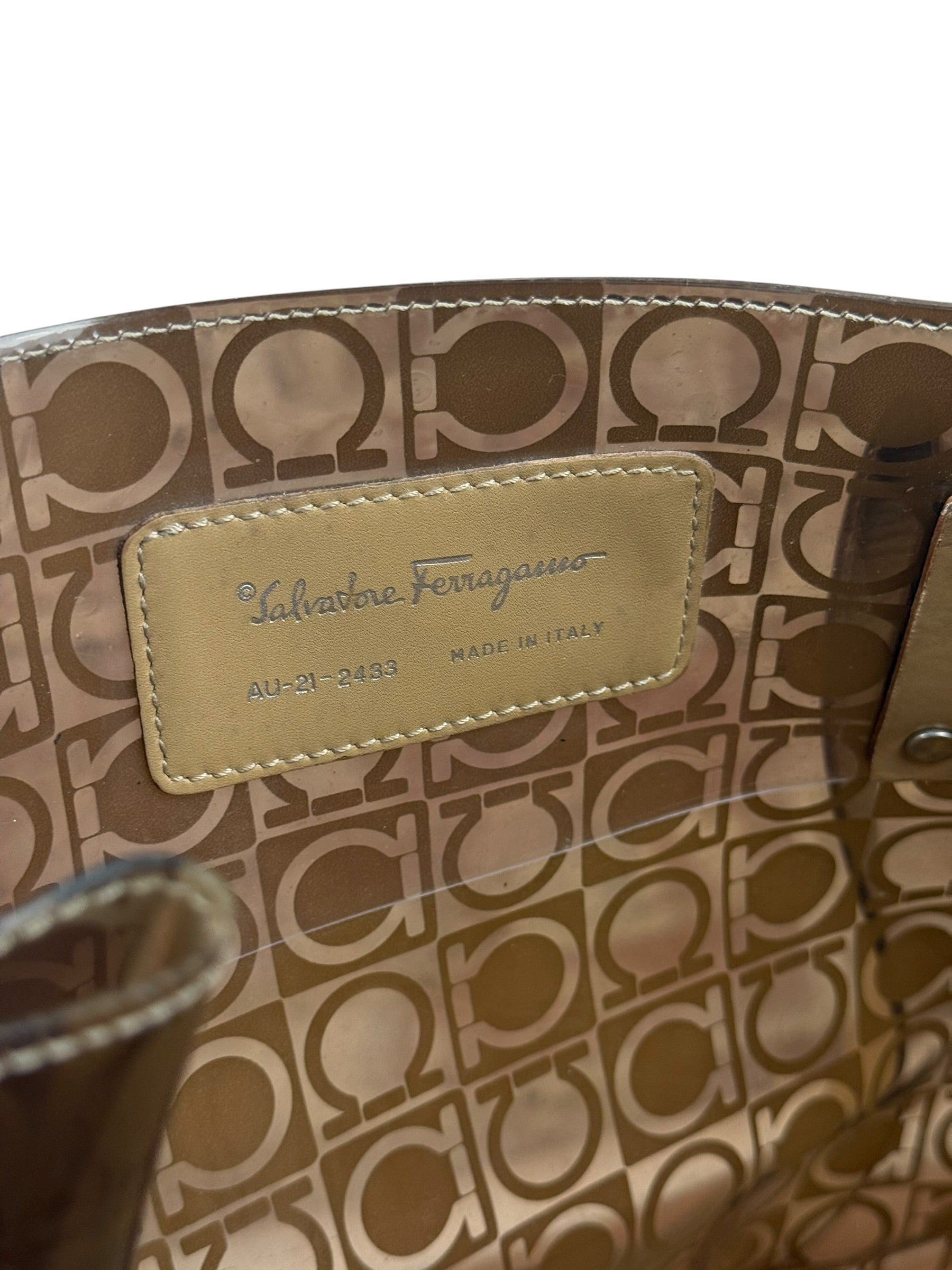 Salvatore Ferragamo Gancini Vinyl Tote/Hand Bag