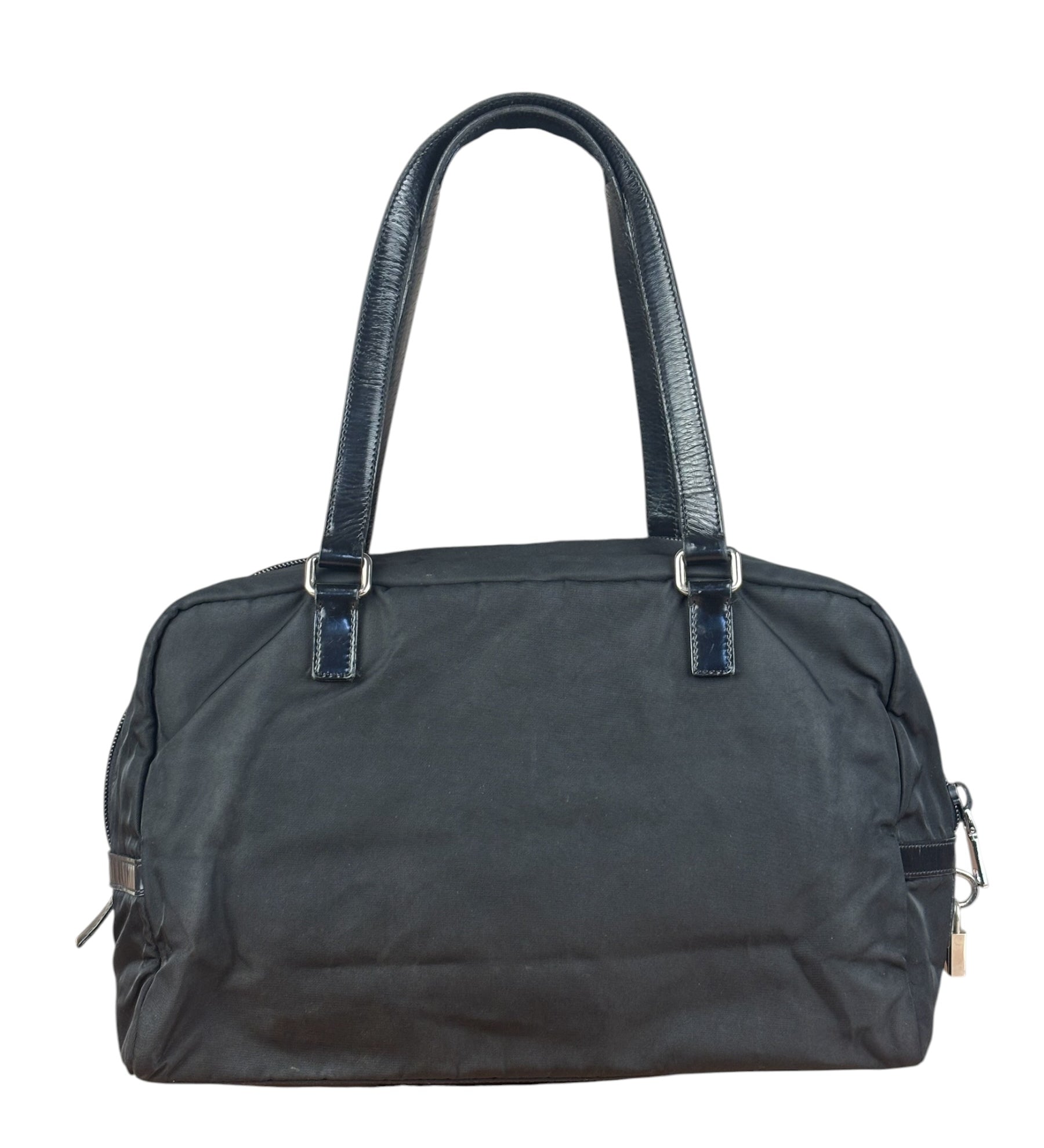 Prada Vintage Black Nylon/Patent Shoulder Bag