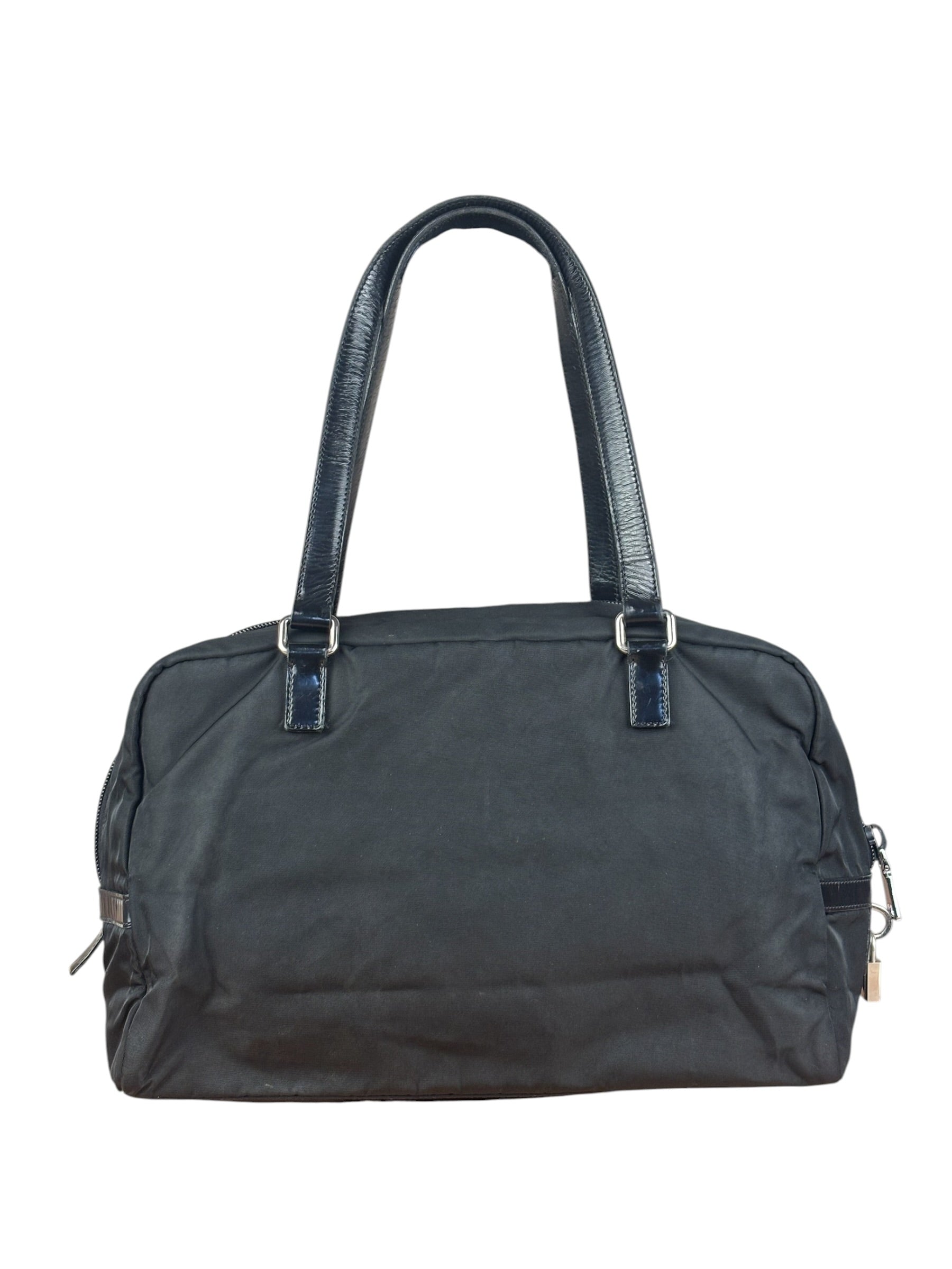 Prada Vintage Black Nylon/Patent Shoulder Bag