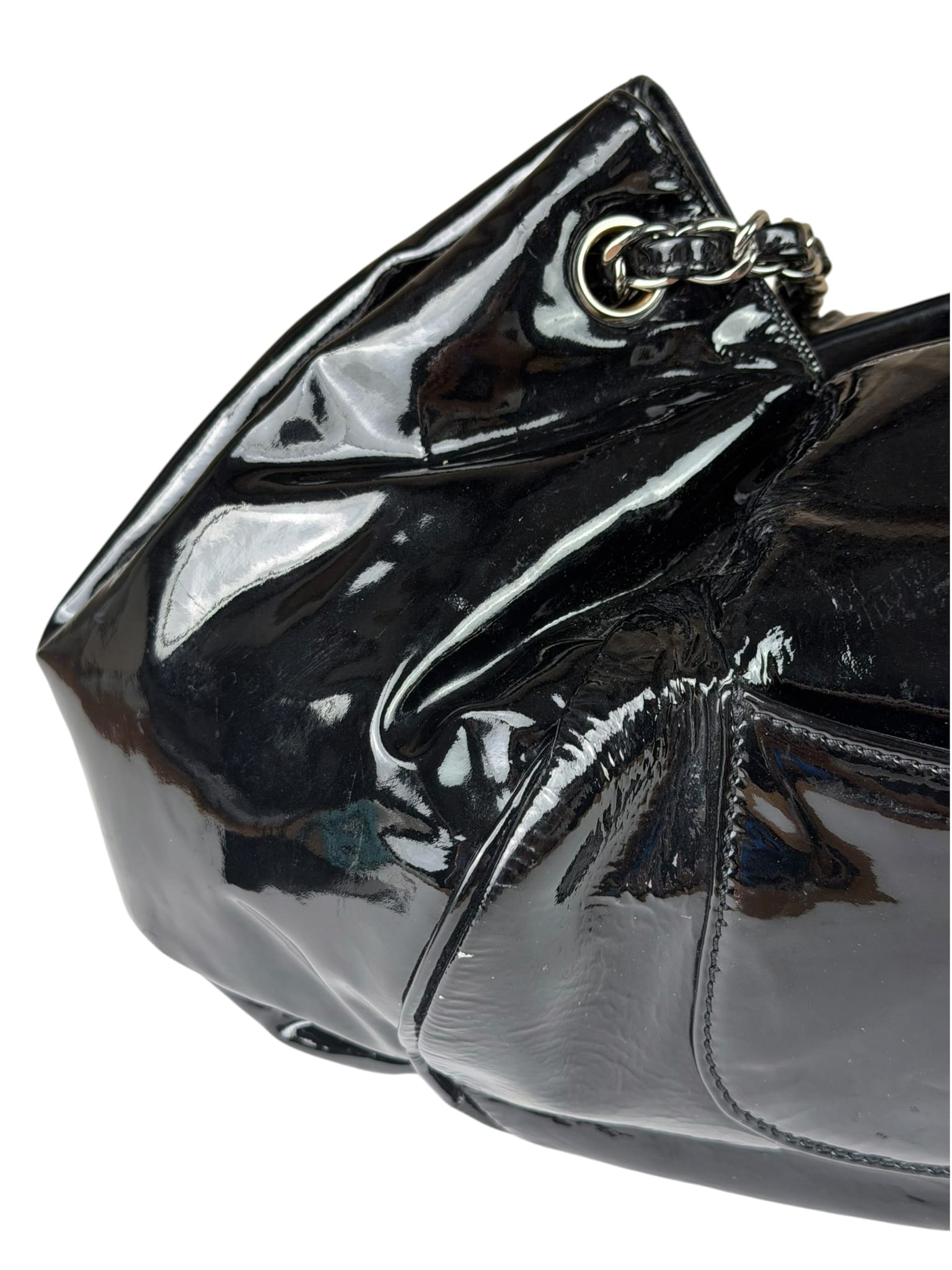 Chanel Black Patent Leather Camellia Petals Shoulder Bag 2010