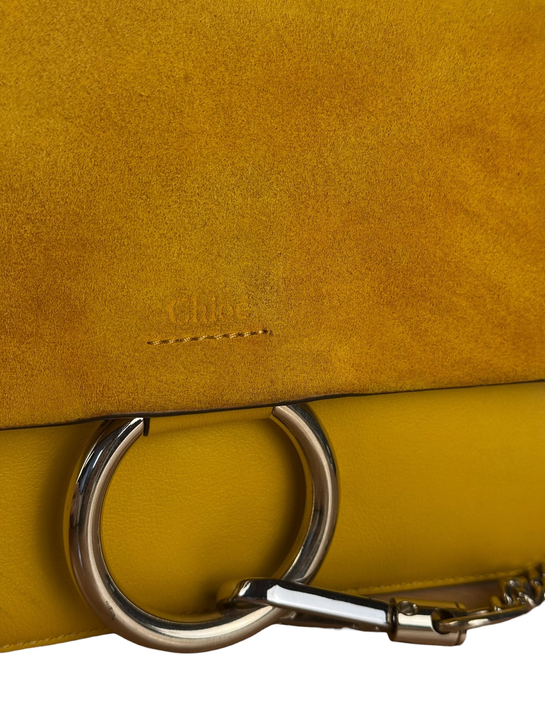 Chloé Suede/Calfskin Yellow Faye Shoulder Bag