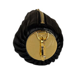 Loewe Leather Bracelet Pleated Pouch Bag Black