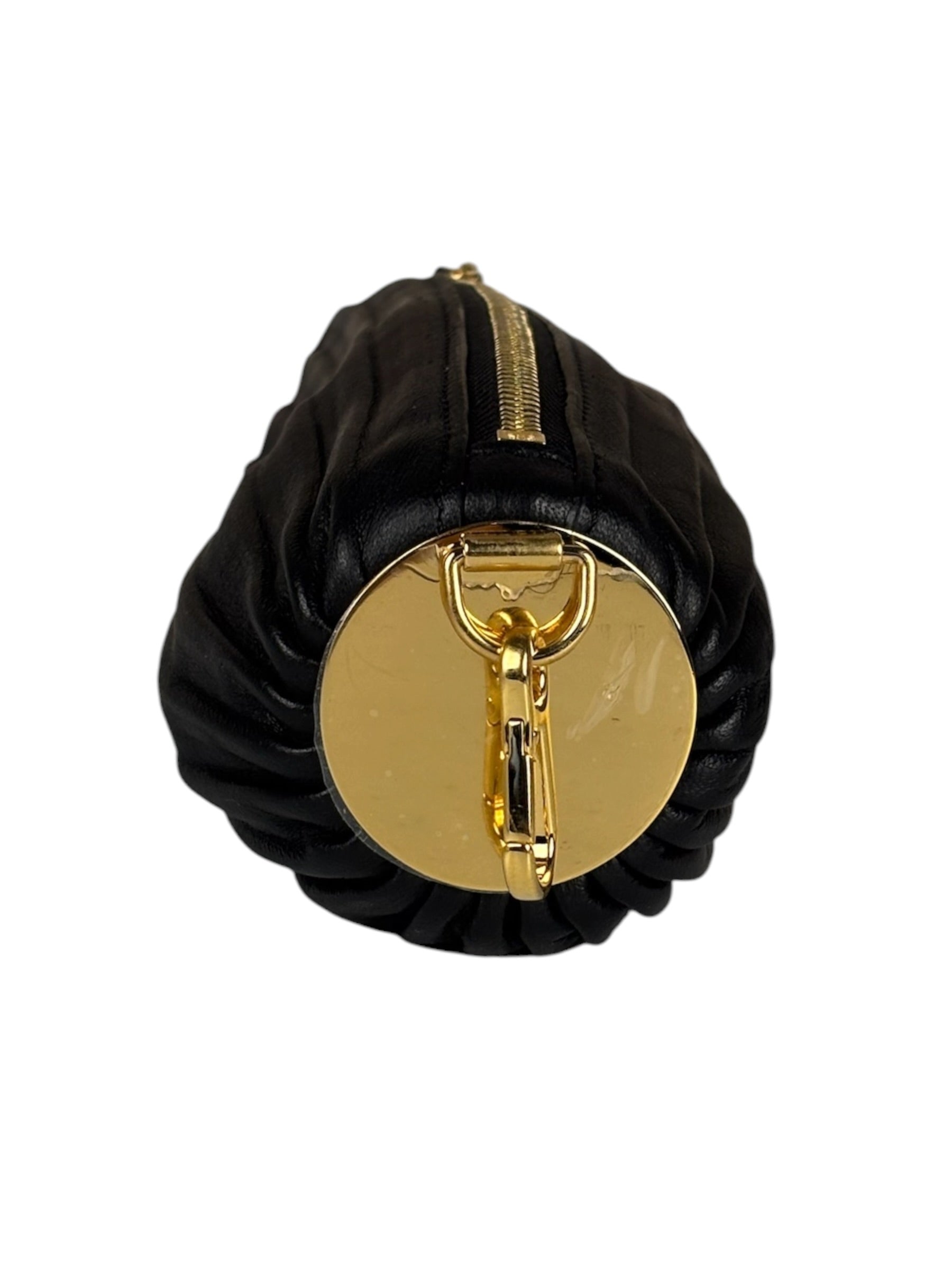 Loewe Leather Bracelet Pleated Pouch Bag Black