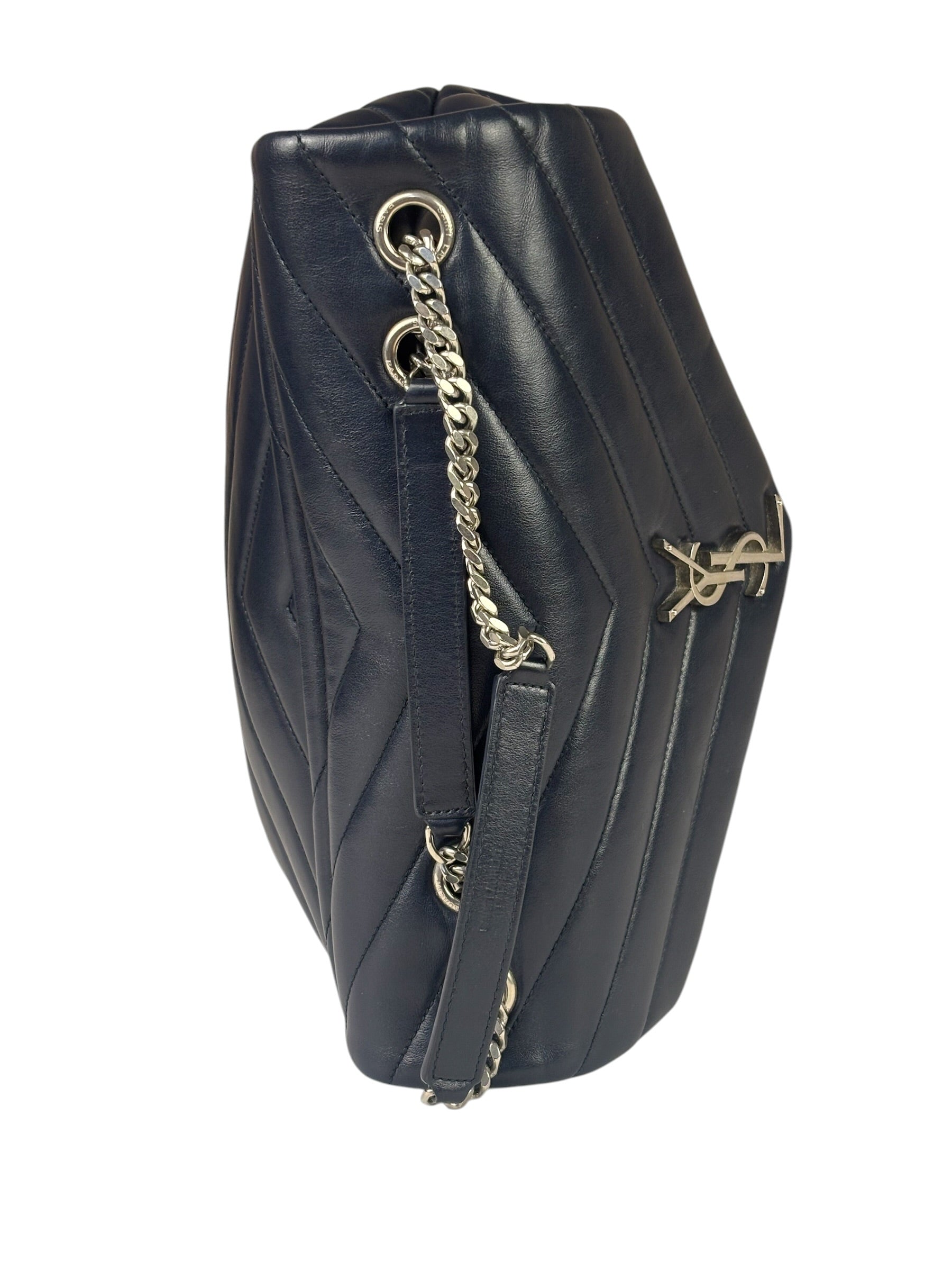Yves Saint Laurent Navy Blue LouLou Medium Shoulder Bag