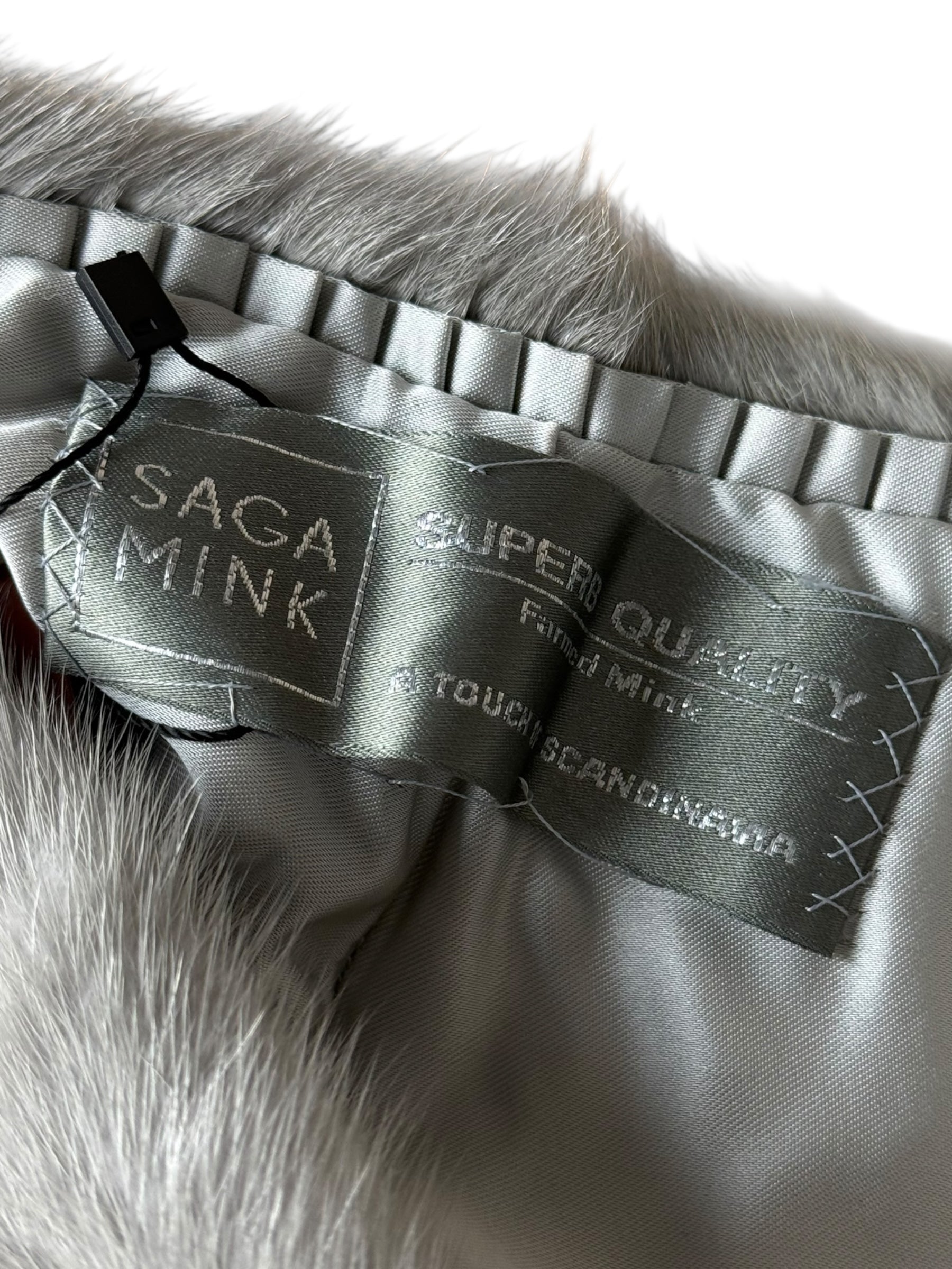 Saga Mink Vintage Grey Fur Tailed Shawl