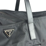Prada Black Saffiano Leather Strap Tessuto Nylon Tote Bag