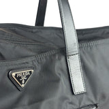 Prada Black Saffiano Leather Strap Tessuto Nylon Tote Bag