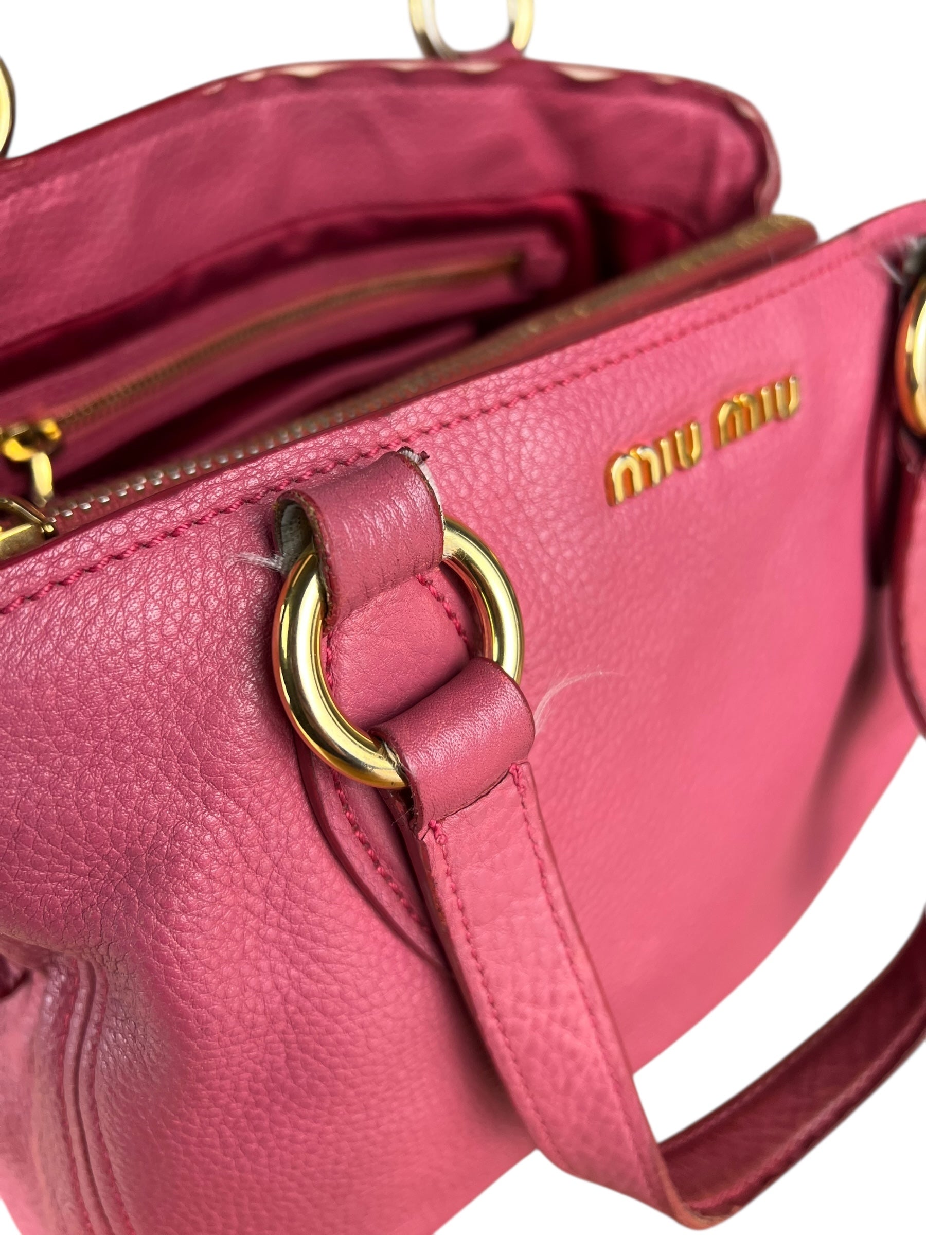 Miu Miu Pink Leather 2Way Tote Bag