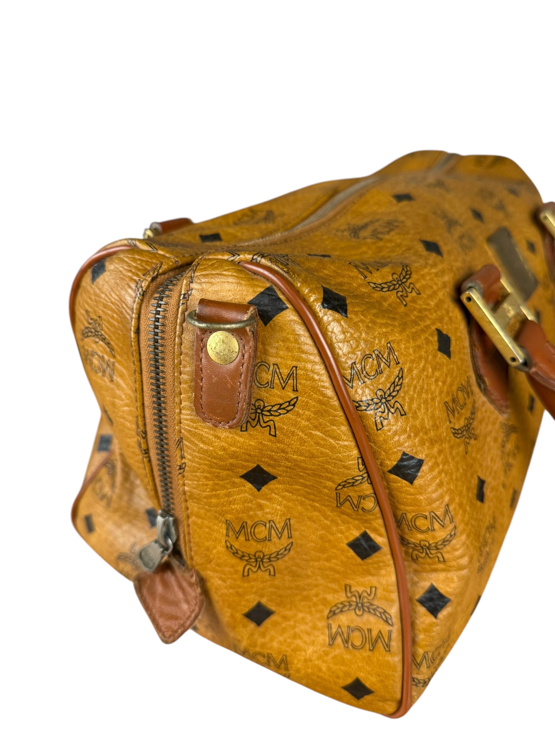 MCM Vintage Leather Logo Boston Handbag