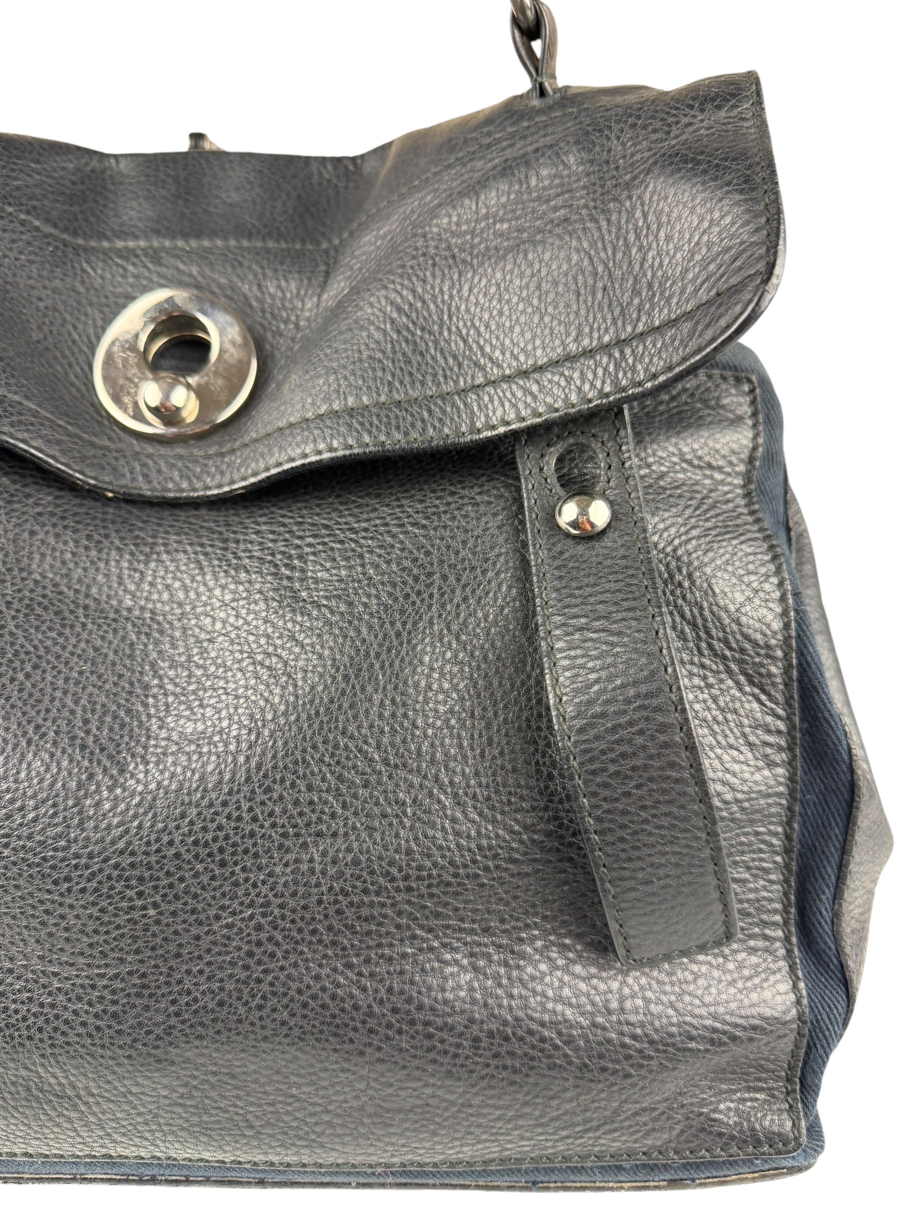 Saint Laurent Vintage Black Leather Top Handle Bag