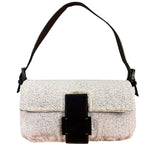 Fendi Pelle Rosa Beaded Baguette