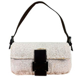 Fendi Pelle Rosa Beaded Baguette