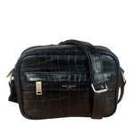 Saint Laurent Crocodile Embossed Leather Camera Bag Black