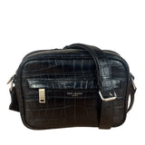 Saint Laurent Crocodile Embossed Leather Camera Bag Black