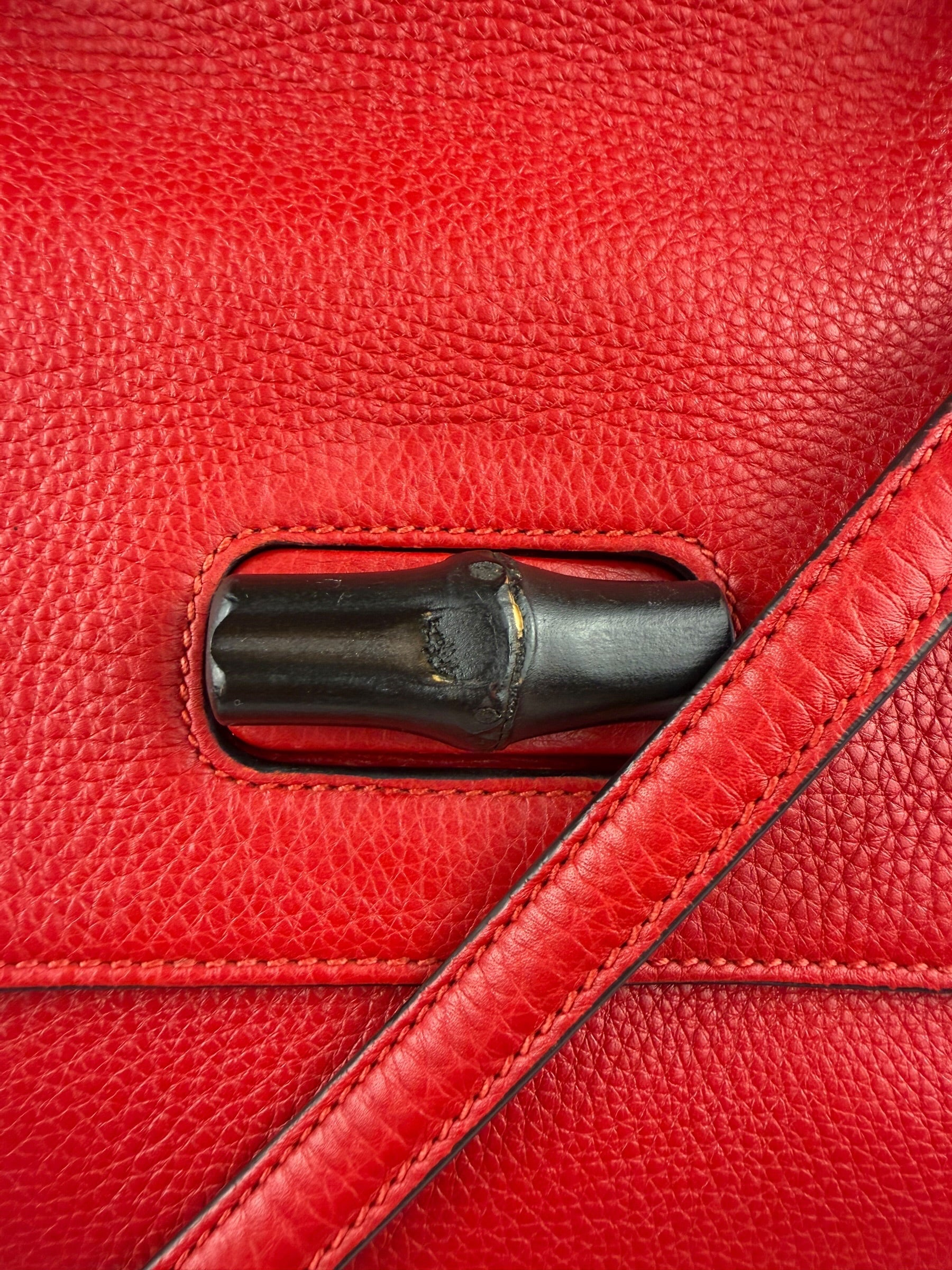Gucci Red Bamboo Daily Leather Bag