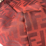 Fendi Red Leather Trim Zucca Chef Tote