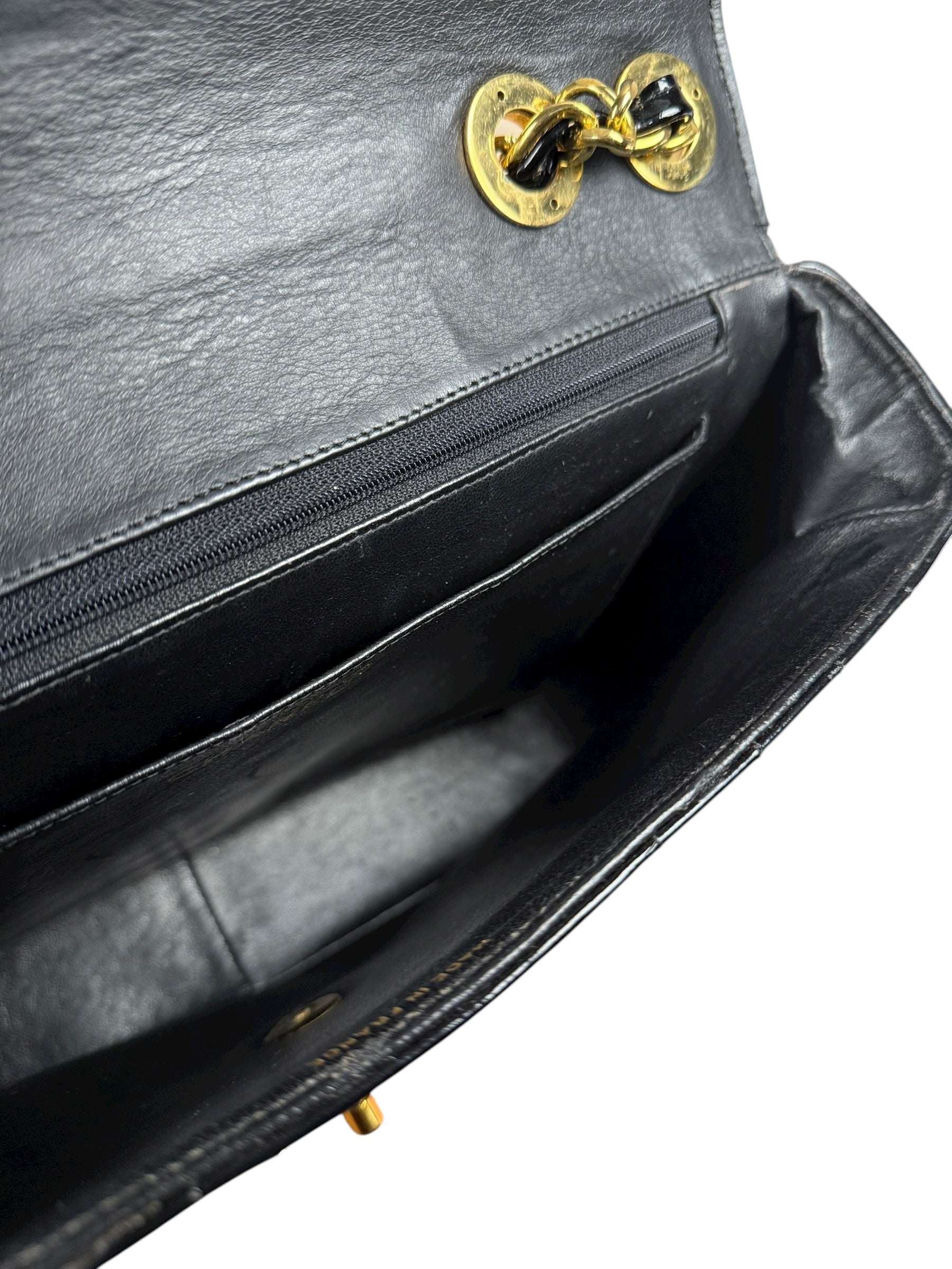 Chanel Black Patent Mademoiselle Single Flap Bag '95