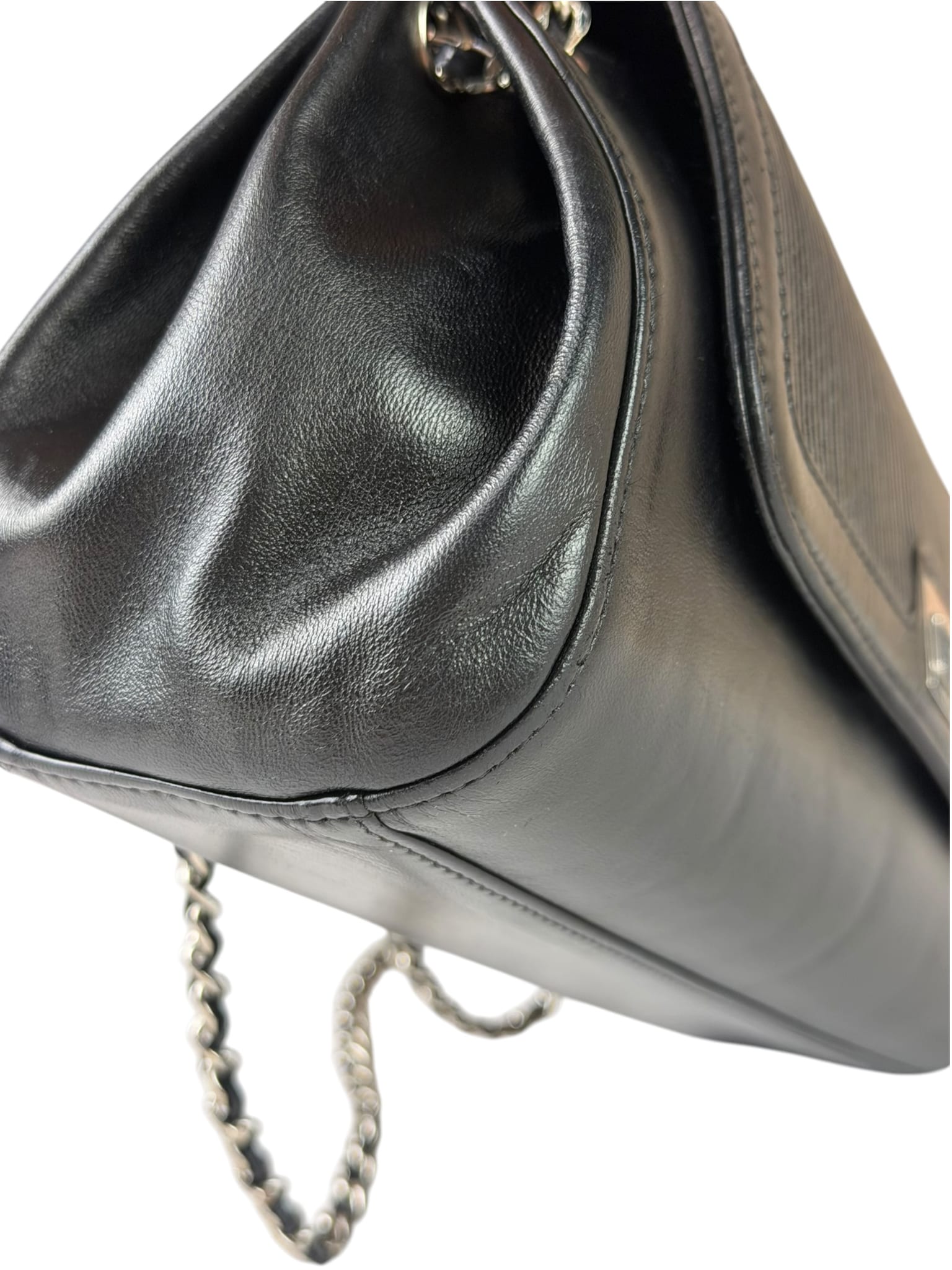 Chanel Black Leather Mademoiselle Accordion Flap Bag 2000