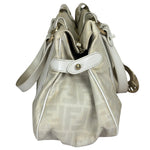 Fendi White Leather PVC Coated Zucca Spalmati Chef Shoulder Bag