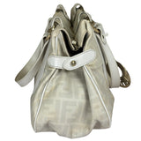 Fendi White Leather PVC Coated Zucca Spalmati Chef Shoulder Bag