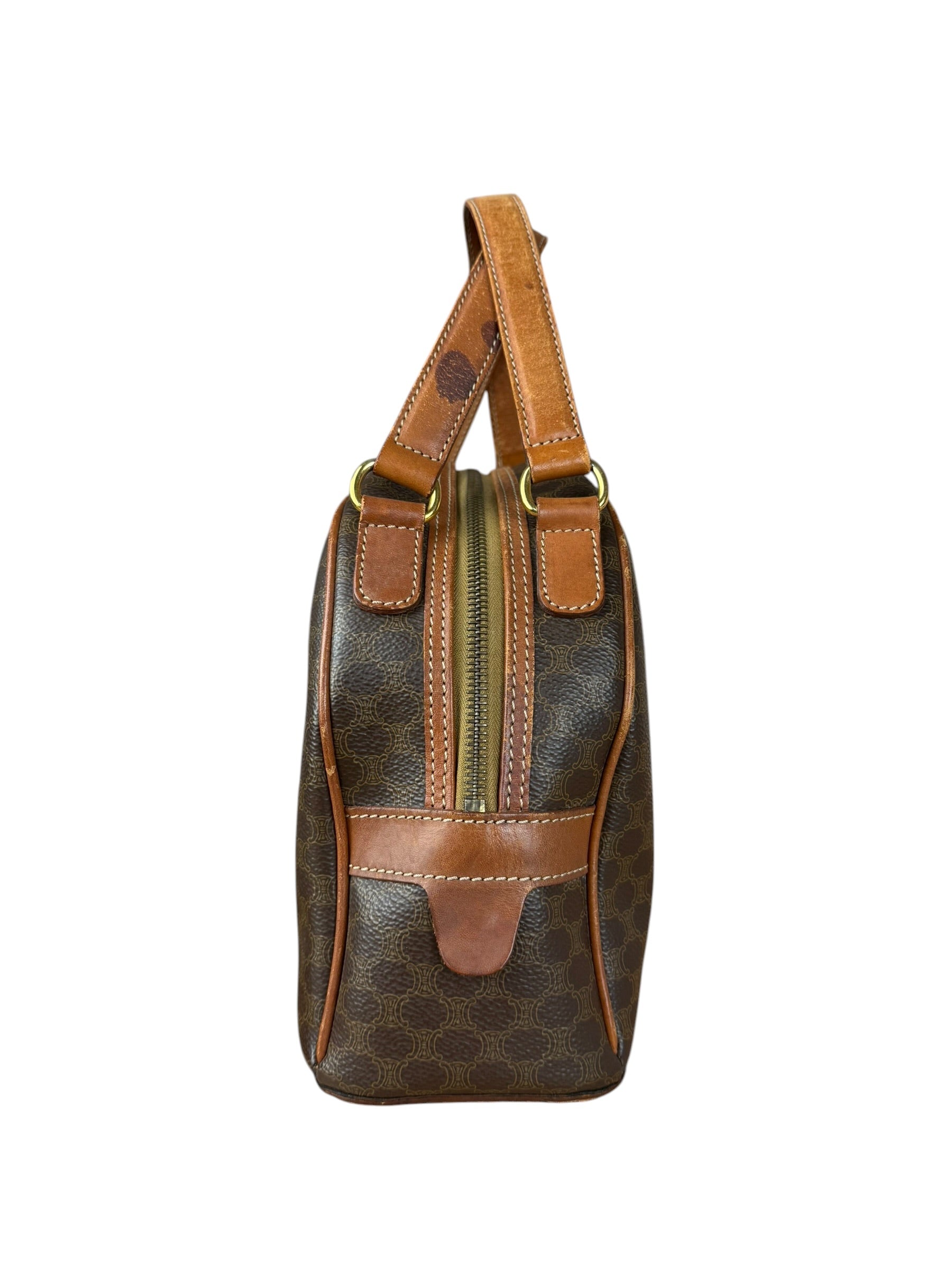 Celine Vintage Leather Macadam Dome Hand Bag
