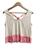 Miu Miu Pink/Beige Cotton Blend Ribbon Back Top