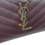 Saint Laurent Plum Chevron Leather Long Zip Wallet